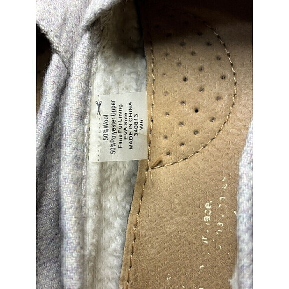 Toms 6 wool FLANNEL slip on gray flats faux FUR classic Alpargatas shoes - Picture 5 of 12